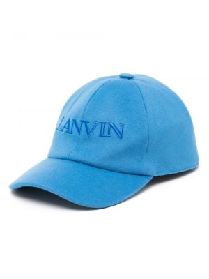 Кашмирена вълнена шапка с козирки бродирана Lanvin синьо