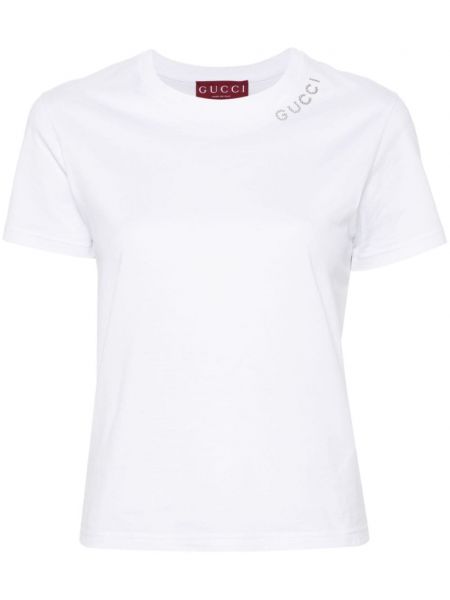 Βαμβακερή μπλούζα Gucci λευκό