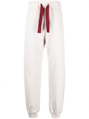 Bavlnené teplákové nohavice Lanvin biela