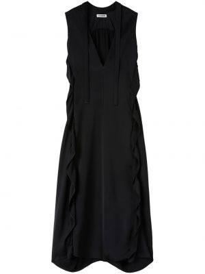 Sukienka długa z dekoltem w serek Jil Sander czarna