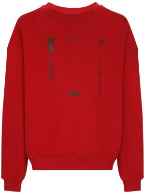 Памучен пуловер с принт Dolce & Gabbana червено