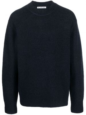 Μάλλινος μακρύ πουλόβερ με στρογγυλή λαιμόκοψη Acne Studios μπλε