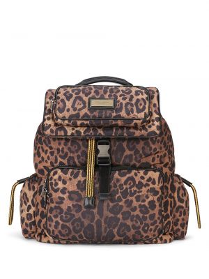 Rucksack mit print mit leopardenmuster Dolce & Gabbana braun