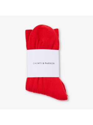Носки средней длины из шерсти и кашемира в рубчик Chinti And Parker красный