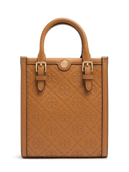 Lær farget veske Tory Burch brun