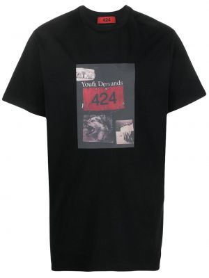 T-krekls ar apdruku 424 melns