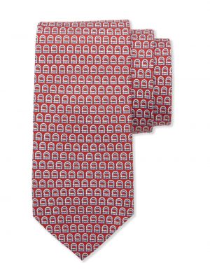 Cravate en soie à imprimé Ferragamo rouge