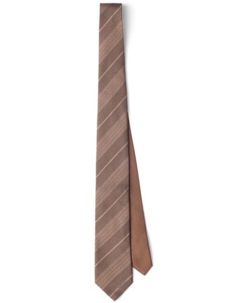 Μεταξωτή γραβάτα ζακάρ Prada καφέ