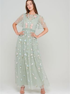 Длинное платье с вышивкой с рюшами Frock And Frill Длинное платье с вышивкой с рюшами Frock And Frill