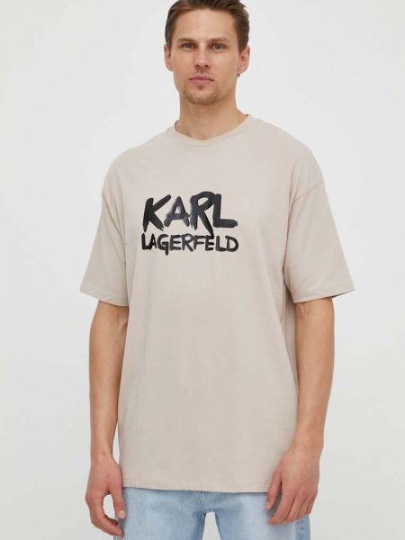 Koszulka z nadrukiem Karl Lagerfeld beżowa