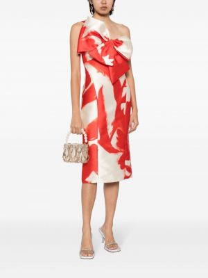 Sukienka midi z kokardką z nadrukiem w abstrakcyjne wzory Amsale