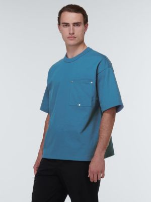 Džersis medvilninis marškinėliai Bottega Veneta mėlyna
