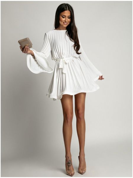Плисирана relaxed рокля Fasardi бяло