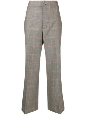 Volnene ravne hlače s karirastim vzorcem Gucci