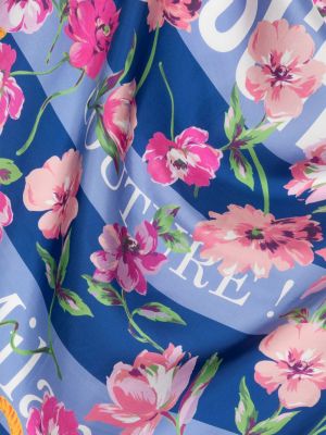 Echarpe en soie à fleurs à imprimé Moschino bleu