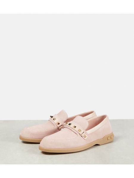 Bőr loafer Valentino Garavani rózsaszín