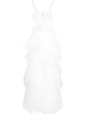 Вечерна рокля на цветя Loulou бяло