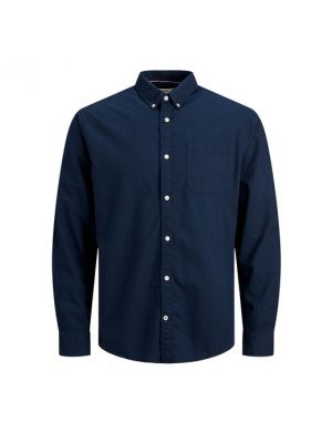 Camisa slim fit de algodón Jack & Jones azul