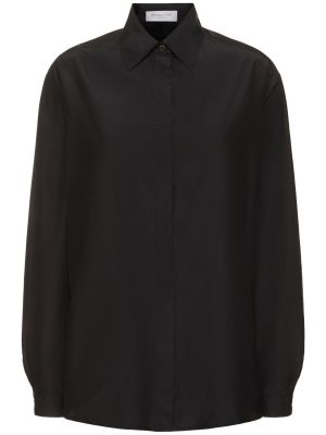 Βαμβακερό μεταξωτό πουκάμισο Michael Kors Collection μαύρο