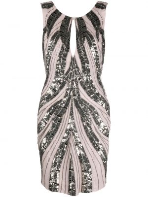 Rochie de cocktail cu paiete de mătase Roberto Cavalli gri