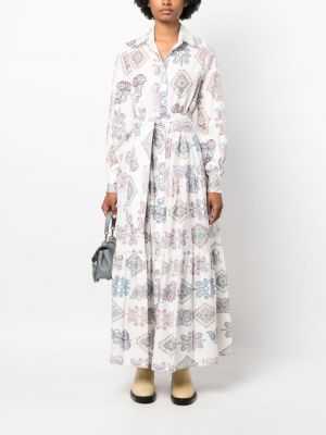 Bavlněné šaty s potiskem s paisley potiskem Eleventy bílé