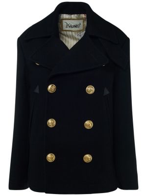 Plstěný vlněný kabát Dsquared2 černý