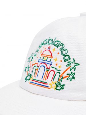 Haftowana czapka z daszkiem bawełniana Casablanca biała