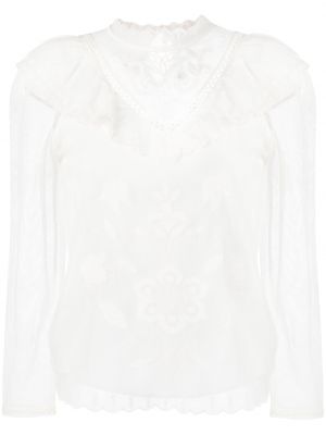 Bluza z vezenjem z mrežo Twinset bela