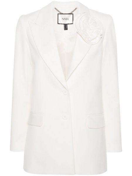 Applikation blomstret blazer Nissa hvid