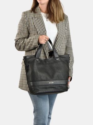 Кожаная сумка шоппер Pierre Cardin черная