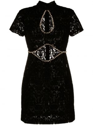Čipkované koktejlkové šaty De La Vali čierna
