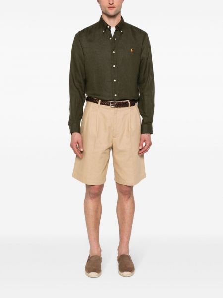 Lininis polo marškinėliai Polo Ralph Lauren žalia
