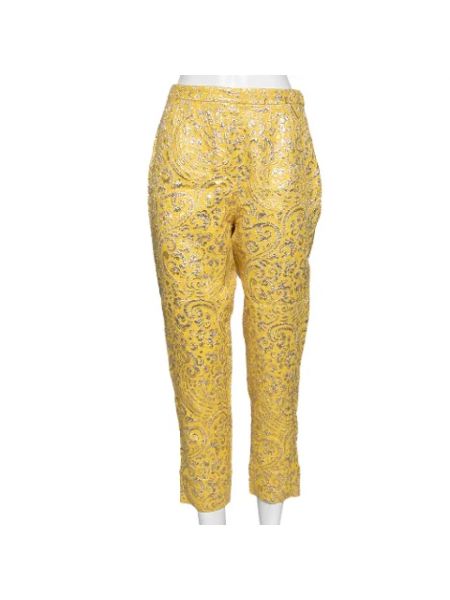 Jedwabne spodnie Dolce & Gabbana Pre-owned żółte