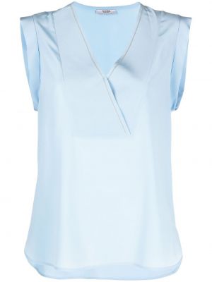 Bluza brez rokavov z v-izrezom Peserico modra