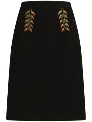 Kvetinová puzdrová sukňa s výšivkou Etro čierna