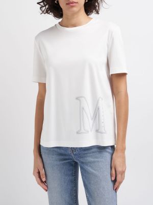 Koszulka bawełniana z modalu Max Mara biała