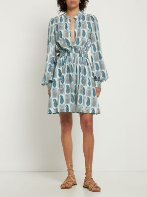 Viskózové mini šaty s potlačou s paisley vzorom Etro