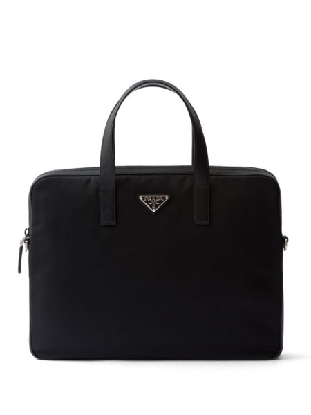 Nylon leder laptoptasche Prada schwarz