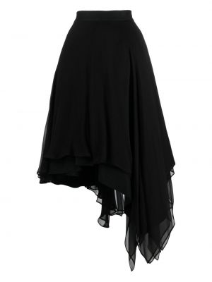 Asimetriškas midi sijonas iš tiulio Yohji Yamamoto juoda