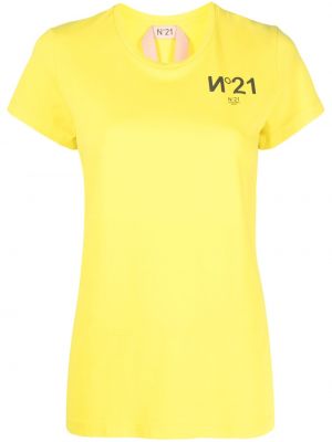Памучна тениска с принт N°21 жълто