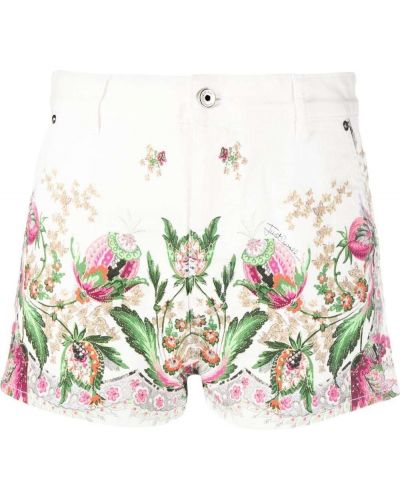 Trykt floral jeans-shorts Just Cavalli hvit