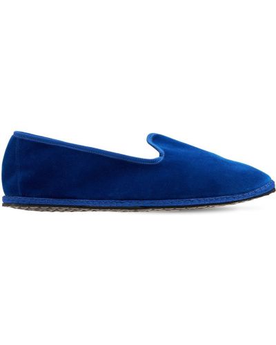 Niebieskie aksamitne loafers Vibi Venezia