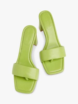 Кожаные босоножки на каблуке без шнуровки Whistles зеленые
