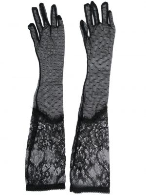Čipkované rukavice Maison Close čierna