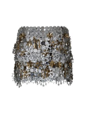 Fustă mini plasă cu stele Paco Rabanne argintiu