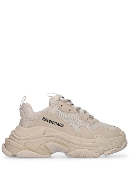 Suni deri deri sneaker Balenciaga Triple S bej