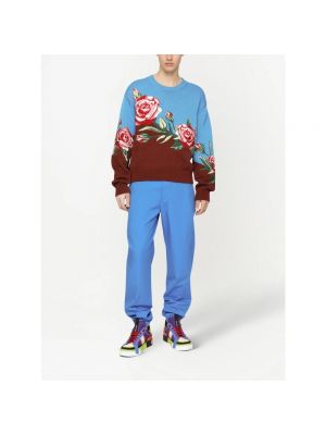 Spodnie sportowe bawełniane Dolce And Gabbana niebieskie