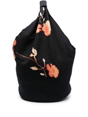 Květinová shopper kabelka s potiskem Our Legacy černá