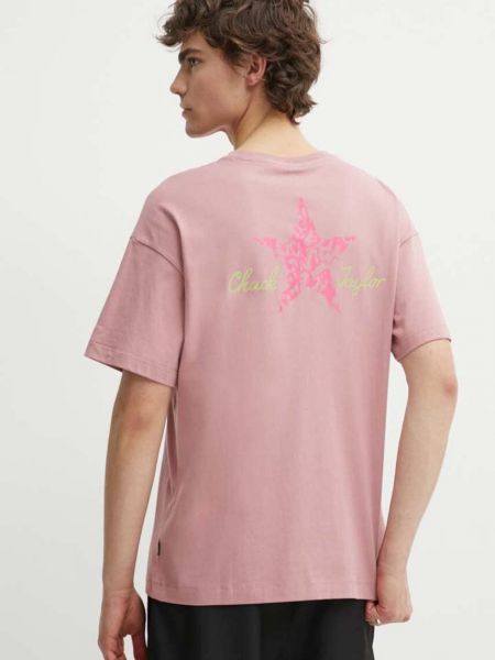 Pamučna majica Converse ružičasta