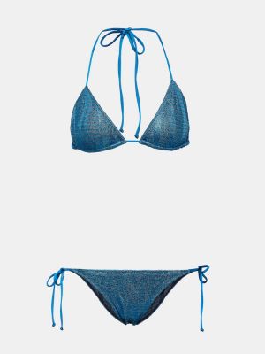 Bikini a vita bassa in tessuto jacquard Missoni Mare blu